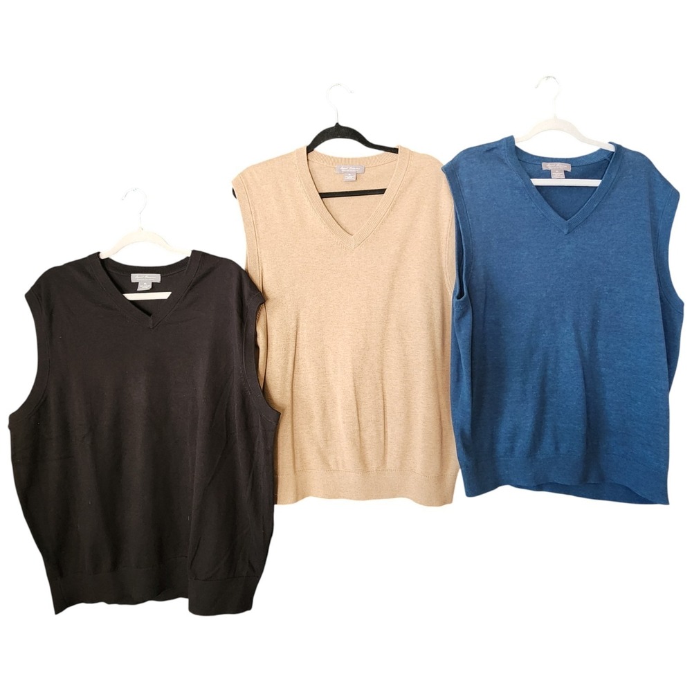 Daniel Cremieux Sweater Vest Men's XL 100% Supima Cotton V-Neck (Lot of 3)